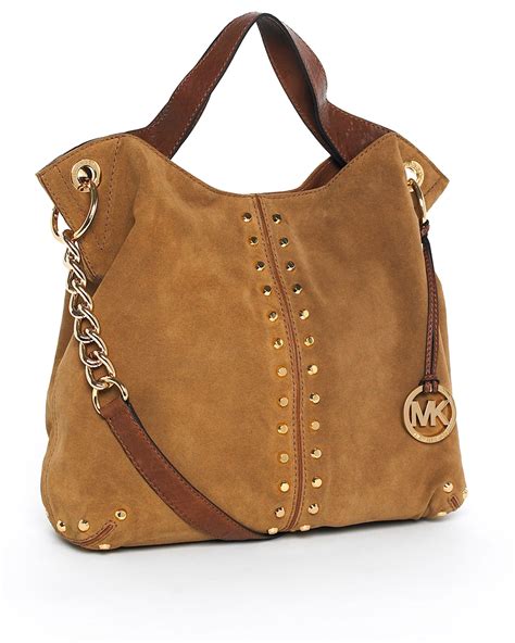 michael kors bag brown and white|brown suede Michael Kors handbags.